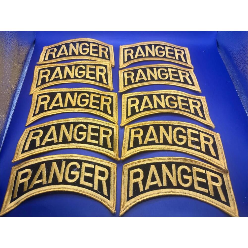 Military Style Ranger Morale Rocker Patches Gold & Black vest patch Lot of 10